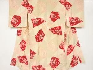 アンティーク　錦紗切り嵌め風狢菊模様長襦袢